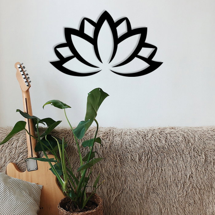 Wallity Lotus Flower 2 Metal Decor Negro